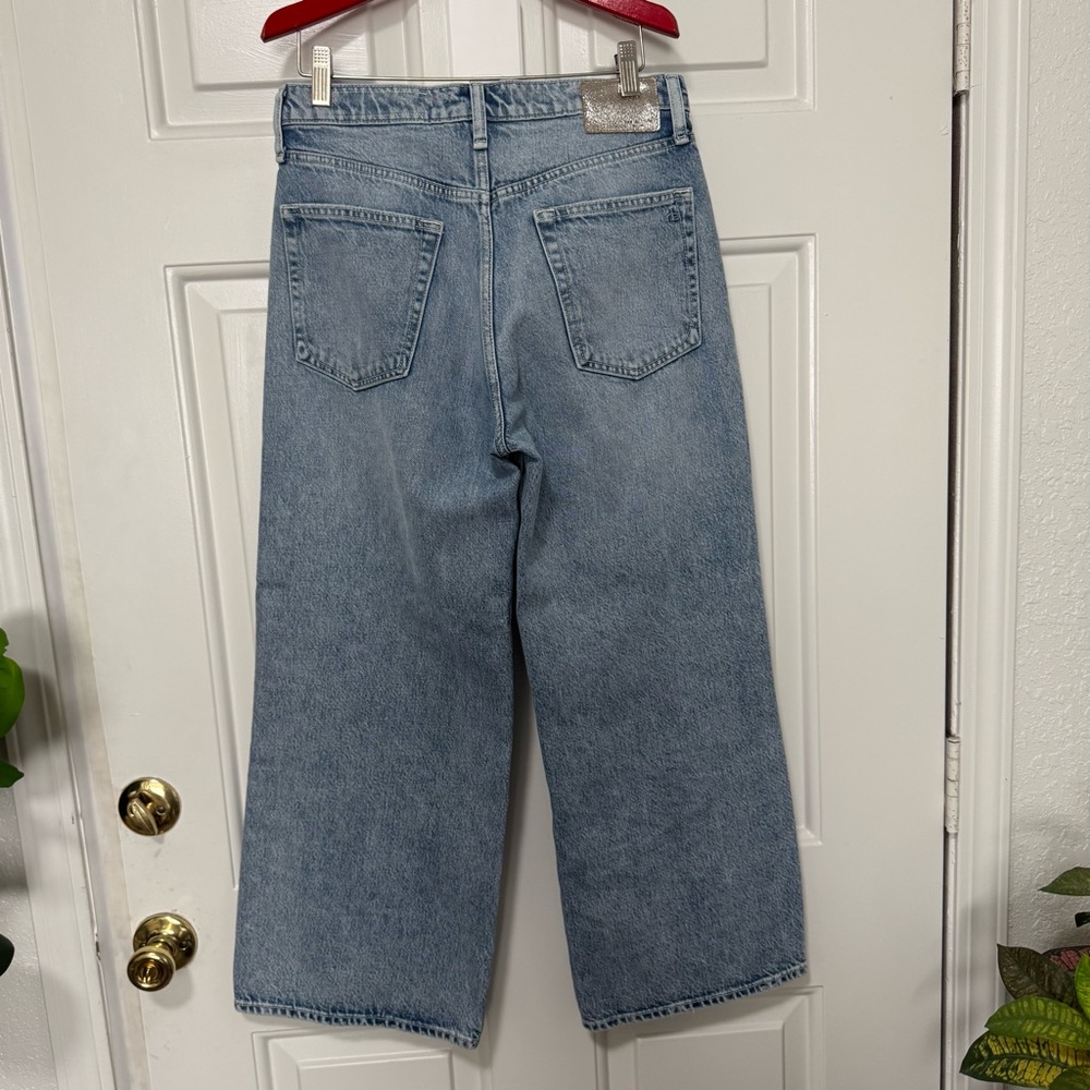 Rag & Bone Andi Distressed High Waist Wide Leg Ankle Jeans Malvern Size 27 - Picture 9 of 14